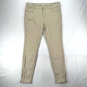 Bongo Jeans Womens Ankle Biters Juniors 7 Tan Khaki Slim Zip Ankles Stretch